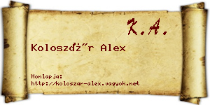 Koloszár Alex névjegykártya