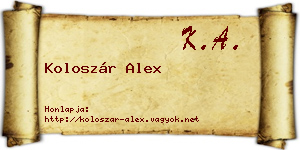Koloszár Alex névjegykártya