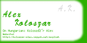 alex koloszar business card